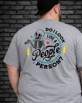 Plus size model wearing a grey I Do What My Wife Wants Tee, view of back