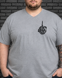 Plus size model wearing a grey v neck I Do What My Wife Wants Tee