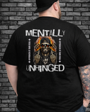 Plus size model wearing black Mentally Hinged Tee, view from back